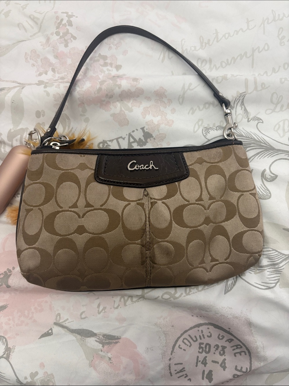 COACH y2k Brown Signature Canvas Wristlet Mini Purse
